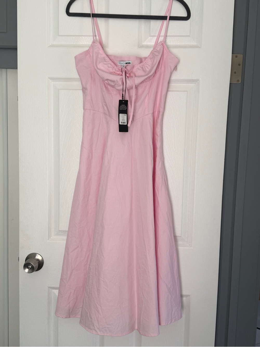 Fashion Nova Oh Darling Poplin Midi Dress Pink Corset Lace Up NWT M - Picture 11 of 15